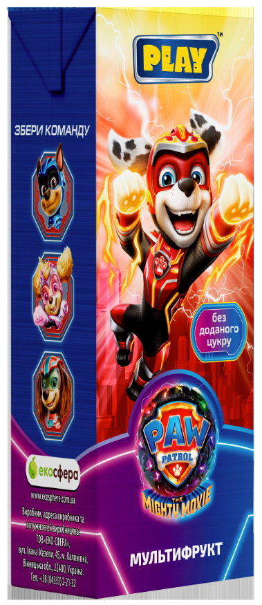 Сік мультифруктовий відновлений, неосвітлений ТМ PLAY, 0,2л